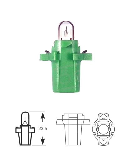 Műszerfal izzó 12V 2W B8,7d zöld