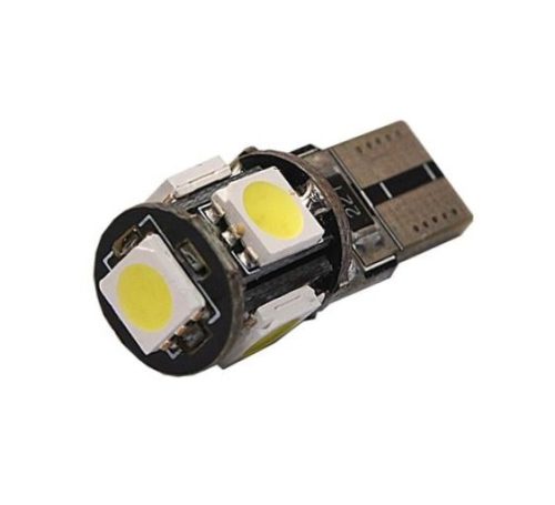 LED izzó 12V T10 5SMD LED fehér CANBUS