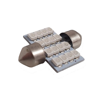 LED izzó 24V szofita 16 SMD LED 31mm kék