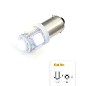 LED izzó 12V BA9s 5 SMD LED fehér