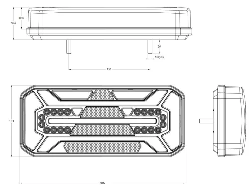 Full LED hátsó lámpa 6 funkciós 12/24V Neon Jobb