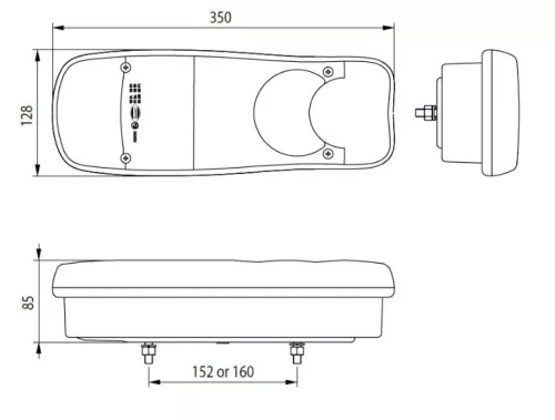 LED hátsó lámpa félhold 12/24V Jobb