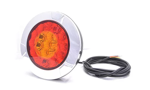 LED hátsó lámpa 3 funkciós króm gyűrűvel 12/24V