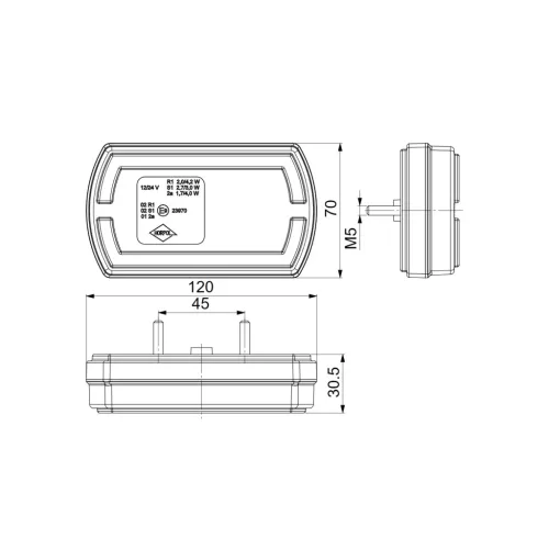 Cleo LED hátsó lámpa Hátul csavaros 12/24V