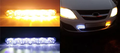 LED nappali menetjelző (DRL) + Dinamikus Index 12V 2x6 LED párban