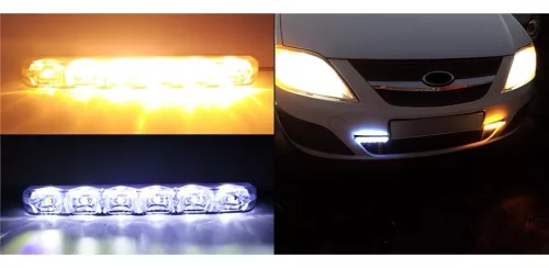 LED nappali menetjelző (DRL) + Dinamikus Index 12V 2x6 LED párban