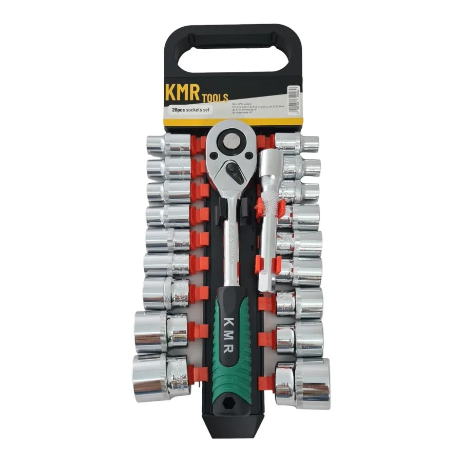 Image of Racsnis dugókulcs készlet 1/2 coll 20 db-os fali tartóval