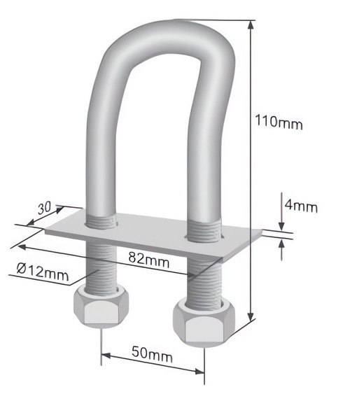Image of Rögzítő fül U 50 mm / 110 mm HAJLÍTOTT