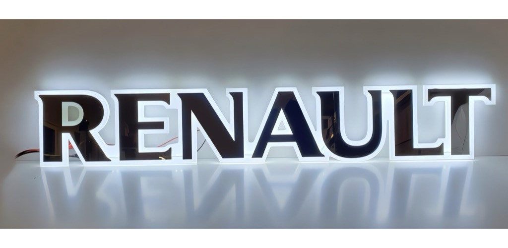 Image of RENAULT inox felirat HÁTTÉRVILÁGÍTÁSSAL Fehér