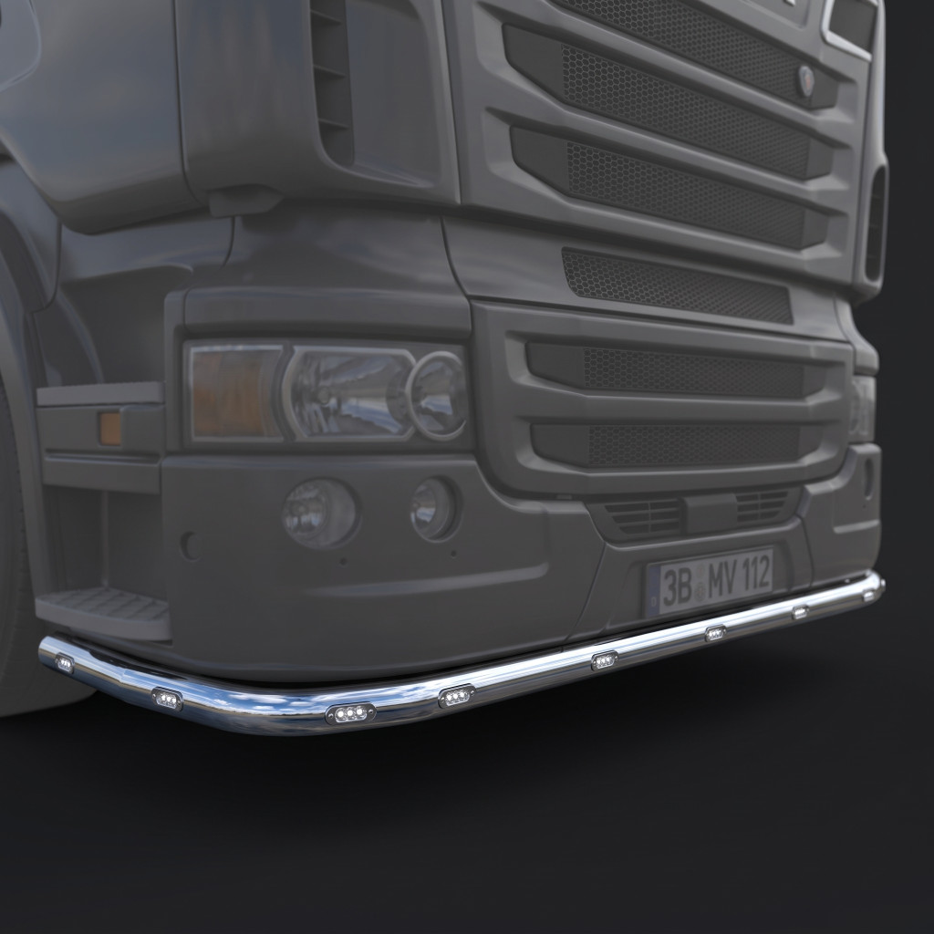 Image of Scania inox lökhárító konzol EGYENES, széles fülke