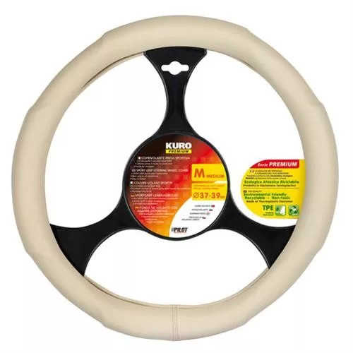 Image of Bőr hatású kormányvédő PREMIUM 37-39cm Vajszín