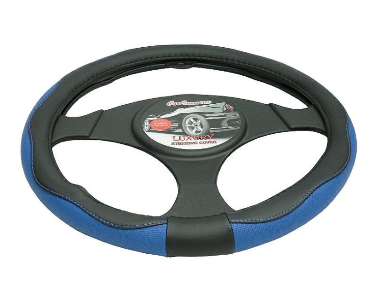 Image of Kormányvédő (37-39 cm) bőr hatású fekete / kék