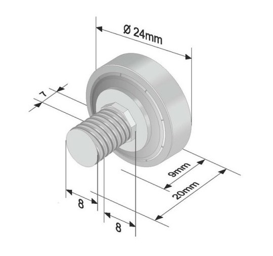Image of Szimpla ponyva görgő 24x7/20mm EDSCHA