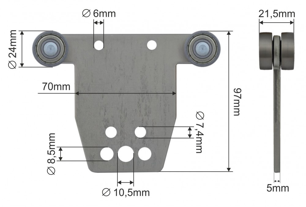 Image of Ponyva görgő kétoldalas dupla 24mm HESTAL, CLONIC