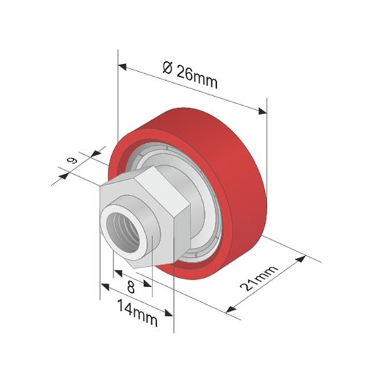Image of Szimpla ponyva görgő 26x9/17mm EDSCHA