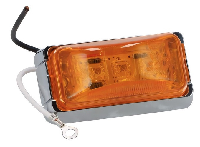 Image of LED helyzetjelző lámpa 12/24V (ívelt trapéz) sárga, KRÓMOZOTT