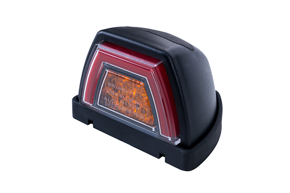 Image of Trapéz LED helyzetjelző lámpa Irányjelzővel tetőre 12/24V Piros