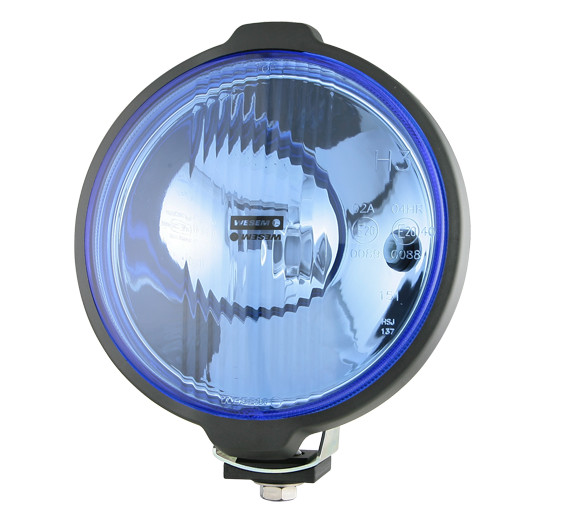 Image of Fényszóró (kerek) 183 mm kék üveg, fekete ház+helyzetjelző