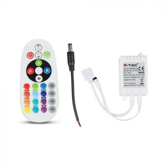 Image of RGB LED vezérlő 24 gombos távirányítóval 12/24V